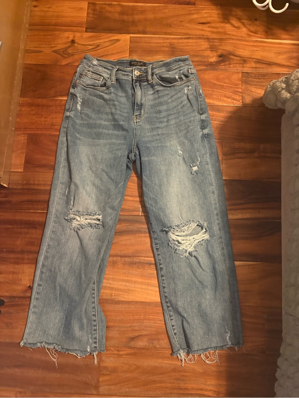Judy Blue Wide Leg Distressed Cropped Jeans Women’s Size 9/29 Raw (1403)